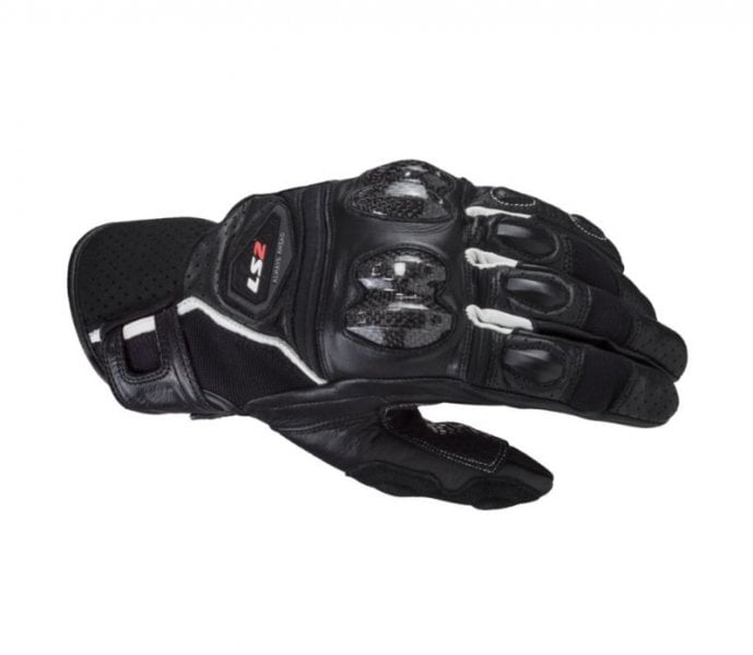 Manusi moto piele carbon LS2 Spark2, culoare negru alb, marime M