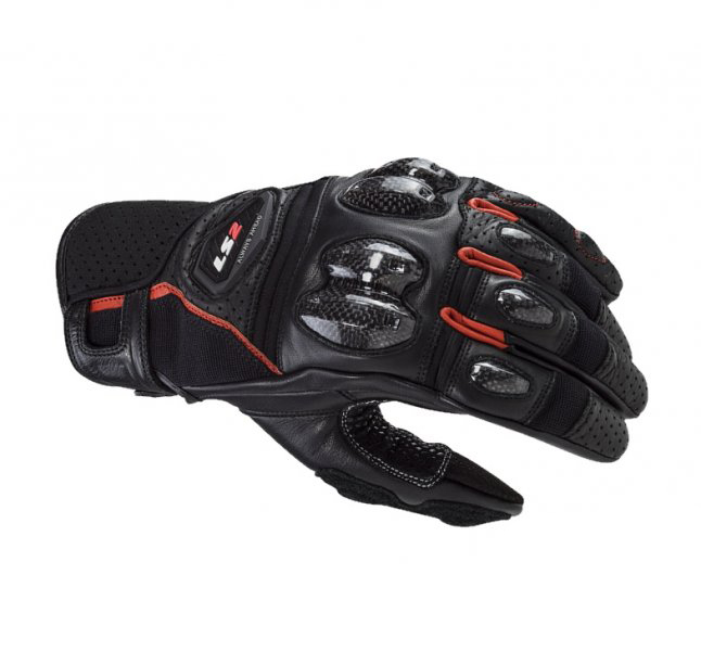 Manusi moto piele carbon LS2 Spark2, culoare negru rosu, marime 2XL