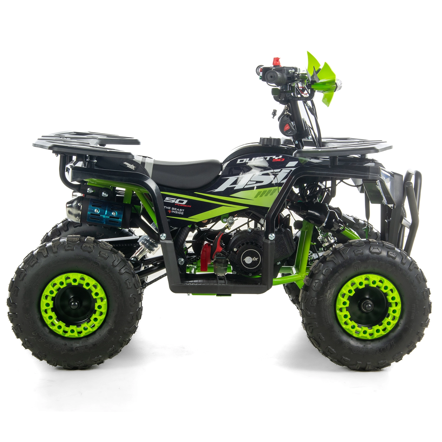 Mini atv Asix Dusty, roti 6inch, 50cc, 2 timpi, pornire electromotor, culoare negru/verde [4]