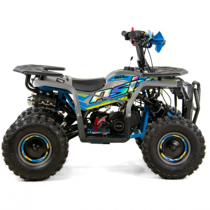 Mini atv Asix M10, roti 6inch, 50cc, 2 timpi, pornire electromotor, culoare gri/albastru [2]