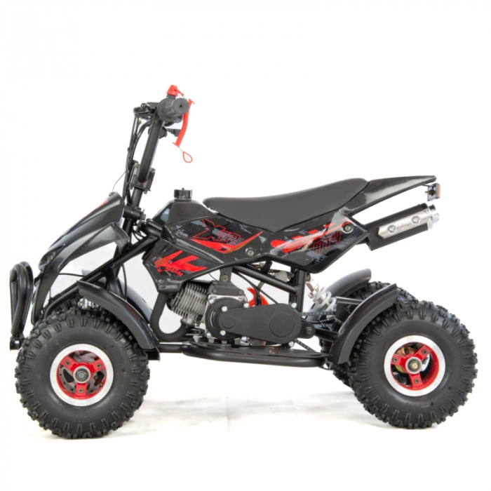 Mini atv XTR M4/4, roti 4 inch, 50cc, 2 timpi, pornire la sfoara, culoare negru/rosu [4]