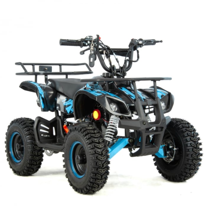 Mini atv XTR M7, roti 6 inch, 50cc, 2 timpi, pornire la buton, culoare negru albastru