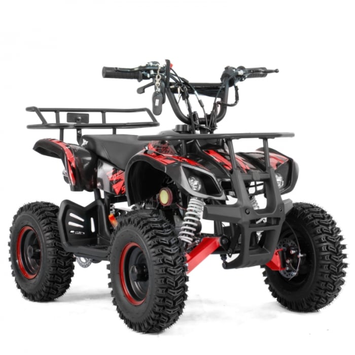 Mini atv XTR M7, roti 6 inch, 50cc, 2 timpi, pornire la buton, culoare negru rosu