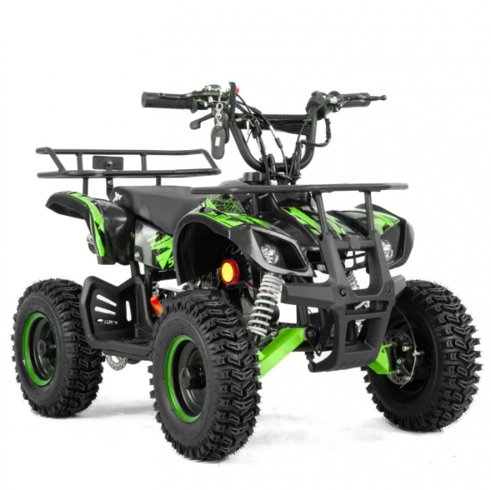 Mini atv XTR M7, roti 6 inch, 50cc, 2 timpi, pornire la buton, culoare negru verde