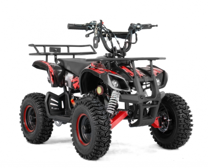 Mini atv XTR M7, roti 6 inch, 50cc, 2 timpi, pornire la sfoara, culoare negru rosu