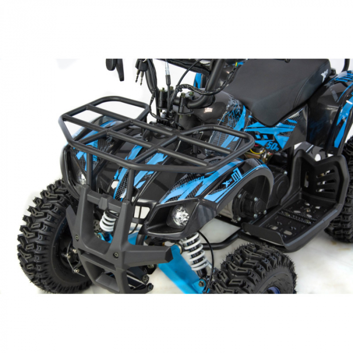 Mini atv XTR M7, roti 6 inch, 50cc, 2 timpi, pornire la sfoara, culoare negru/albastru [7]