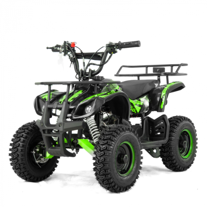 Mini atv XTR M7, roti 6 inch, 50cc, 2 timpi, pornire la sfoara, culoare negru verde