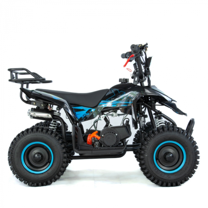 Mini atv XTR M8, roti 6 inch, 50cc, 2 timpi, pornire la sfoara, culoare negru/albastru [2]