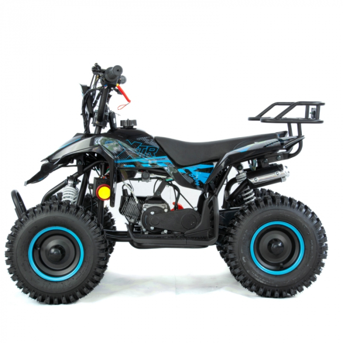 Mini atv XTR M8, roti 6 inch, 50cc, 2 timpi, pornire la sfoara, culoare negru/albastru [5]