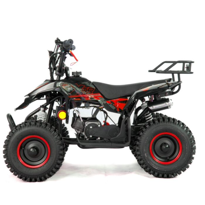 Mini atv XTR M8, roti 6 inch, 50cc, 2 timpi, pornire la sfoara, culoare negru/rosu [5]