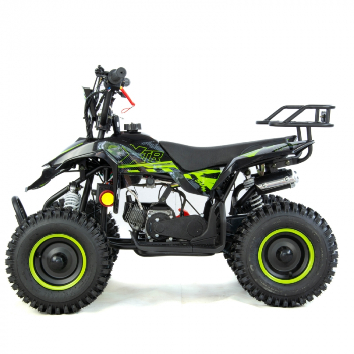 Mini atv XTR M8, roti 6 inch, 50cc, 2 timpi, pornire la sfoara, culoare negru/verde [5]