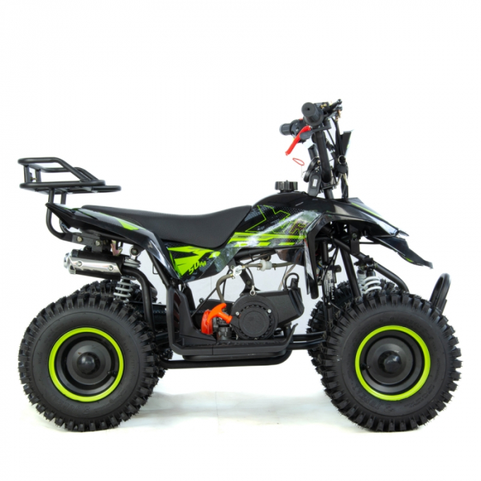 Mini atv XTR M8, roti 6 inch, 50cc, 2 timpi, pornire la sfoara, culoare negru/verde [2]