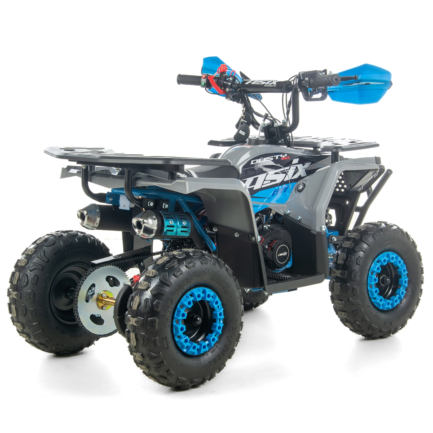 Mini atv Asix Dusty, roti 6inch, 50cc, 2 timpi, pornire electromotor, culoare gri/albastru [3]