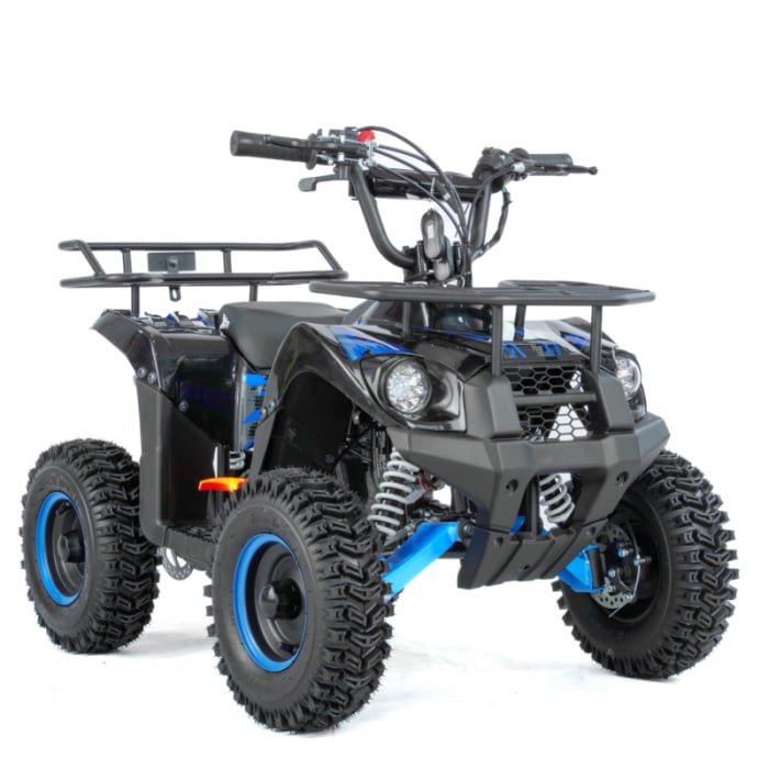 Mini atv XTR M9, roti 6inch, 50cc, 2 timpi, pornire electromotor, culoare negru albastru