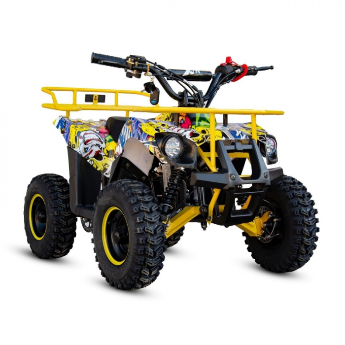 Mini atv XTR M9, roti 6inch, 50cc, 2 timpi, pornire electromotor, culoare galben