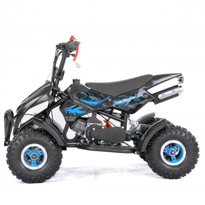 Mini atv XTR M4/4, roti 4 inch, 50cc, 2 timpi, pornire la sfoara , culoare negru/albastru [5]