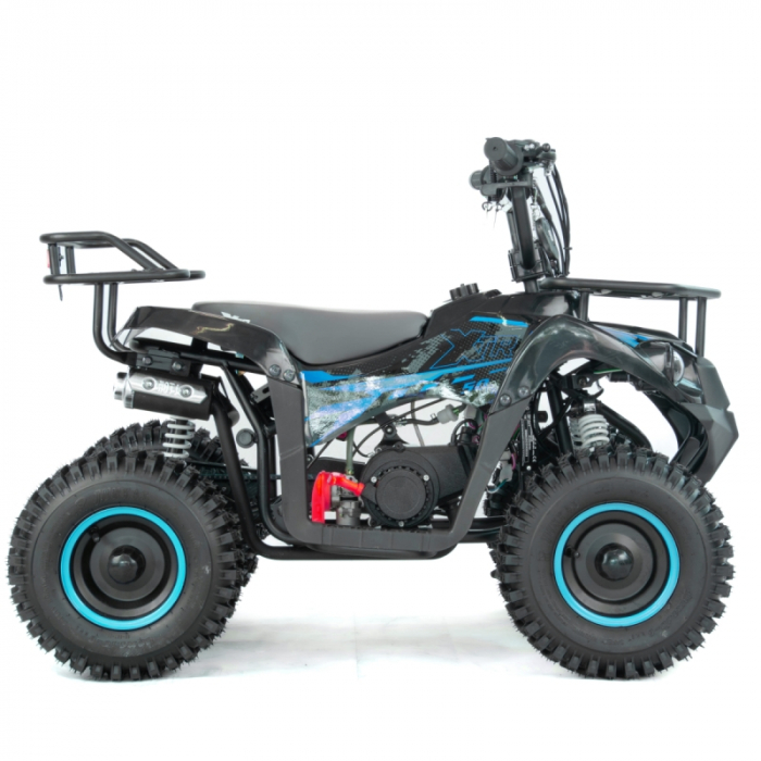 Mini atv XTR M9, roti 6inch, 50cc, 2 timpi, pornire la sfoara, culoare negru/albastru [2]