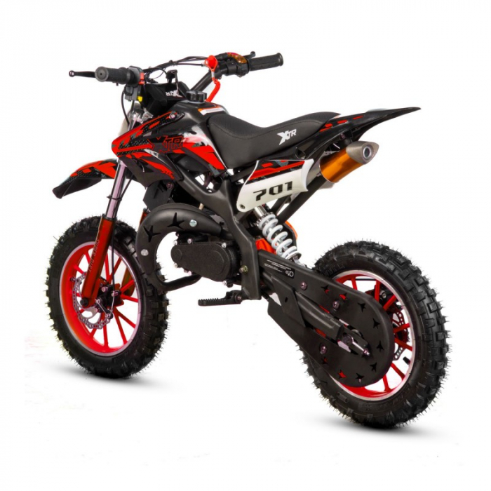 Mini Cross XTR 701, 50cc, 2 timpi, pornire electromotor, roti 10 inch, culoare negru/rosu [6]