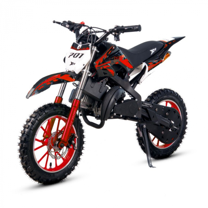 Mini Cross XTR 701, 50cc, 2 timpi, pornire electromotor, roti 10 inch, culoare negru/rosu [4]