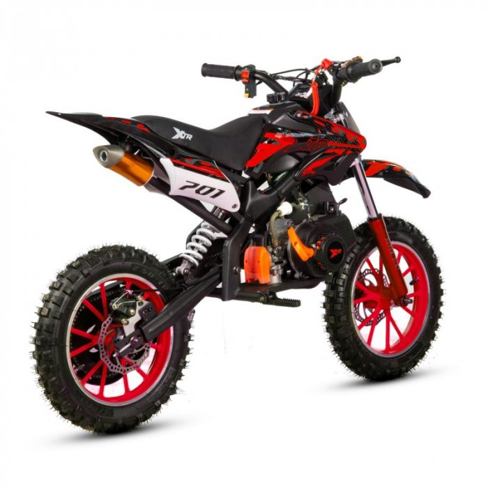 Mini Cross XTR 701, 50cc, 2 timpi, pornire electromotor, roti 10 inch, culoare negru/rosu [3]