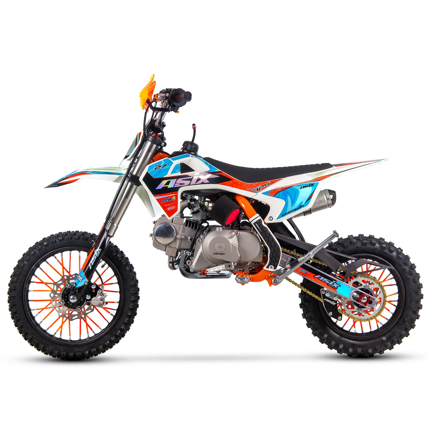 Motocicleta Enduro/Cross Asix XB27 A1, 125cc, 4T, roti 14"/12", pornire electromotor, culoare portocaliu/albastru [5]
