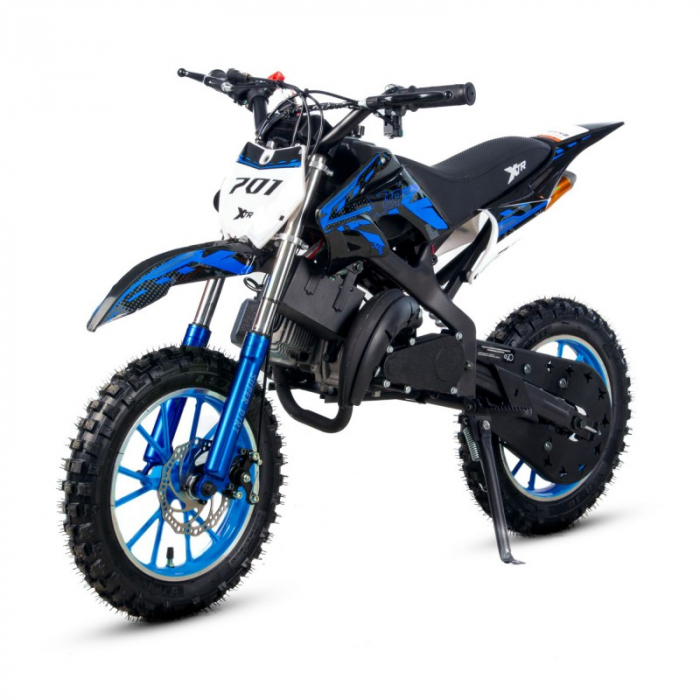 Mini Cross XTR 701, 50cc, 2 timpi, pornire electromotor, roti 10 inch, culoare negru/albastru [4]