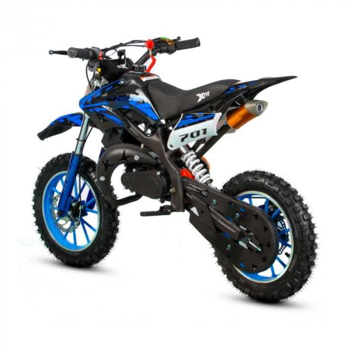 Mini Cross XTR 701, 50cc, 2 timpi, pornire electromotor, roti 10 inch, culoare negru/albastru [6]