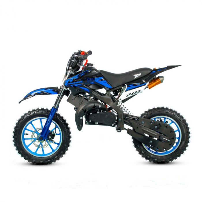 Mini Cross XTR 701, 50cc, 2 timpi, pornire electromotor, roti 10 inch, culoare negru/albastru [5]