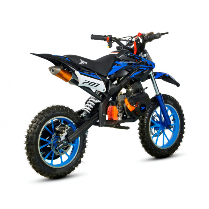 Mini Cross XTR 701, 50cc, 2 timpi, pornire sfoara, roti 10 inch, culoare negru/albastru [2]