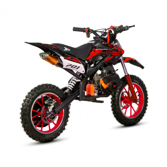Mini Cross XTR 701, 50cc, 2 timpi, pornire sfoara, roti 10 inch, culoare negru/rosu [2]