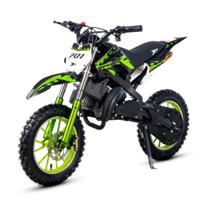 Mini Cross XTR 701, 50cc, 2 timpi, pornire electromotor, roti 10 inch, culoare negru/verde [4]
