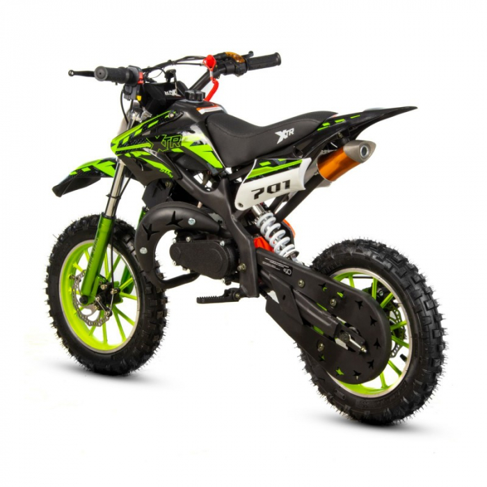 Mini Cross XTR 701, 50cc, 2 timpi, pornire electromotor, roti 10 inch, culoare negru/verde [6]
