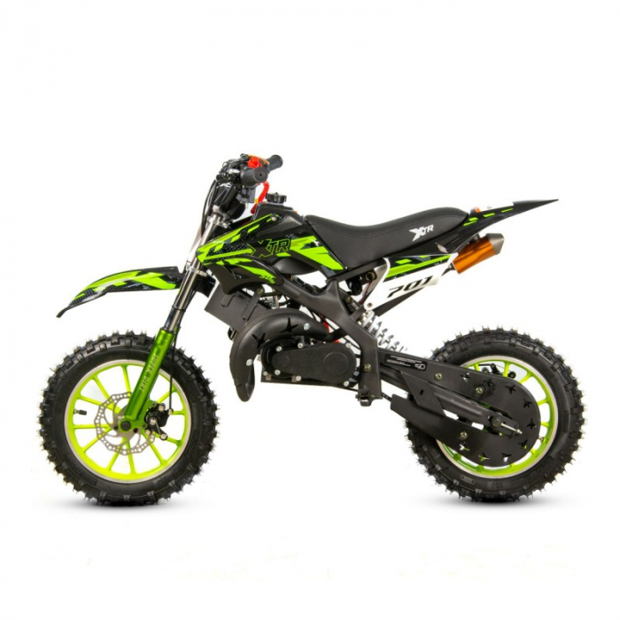 Mini Cross XTR 701, 50cc, 2 timpi, pornire electromotor, roti 10 inch, culoare negru/verde [5]