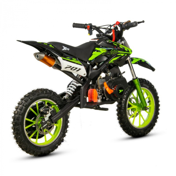 Mini Cross XTR 701, 50cc, 2 timpi, pornire electromotor, roti 10 inch, culoare negru/verde [3]