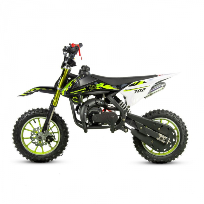 Mini Cross XTR 702, 50cc, 2 timpi, pornire electromotor, roti 10 inch, culoare negru/verde [5]