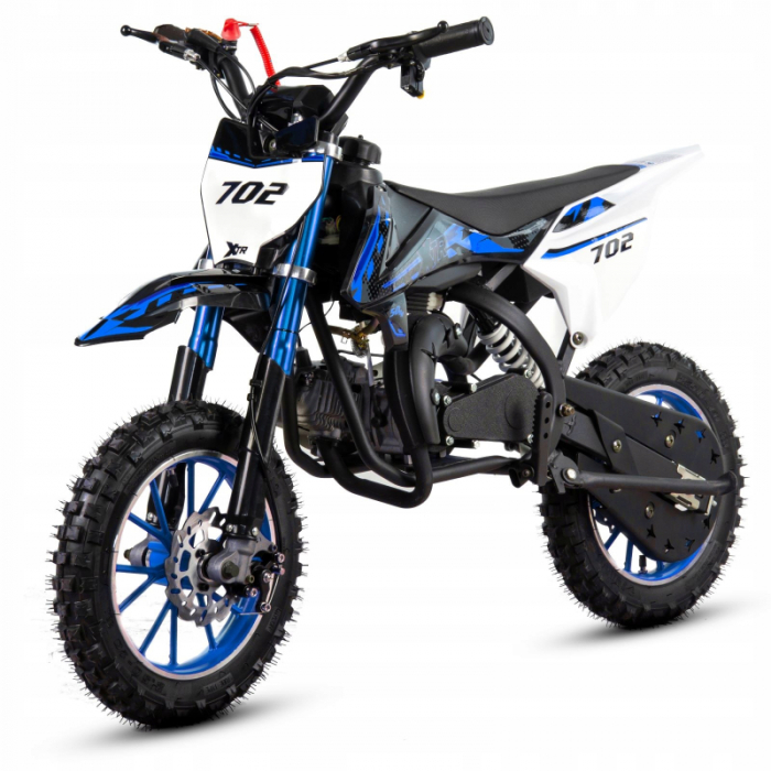 Mini Cross XTR 702, 50cc, 2 timpi, pornire sfoara, roti 10 inch, culoare negru/albastru [2]