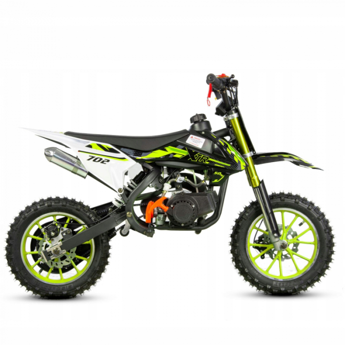Mini Cross XTR 702, 50cc, 2 timpi, pornire sfoara, roti 10 inch, culoare negru/verde [4]