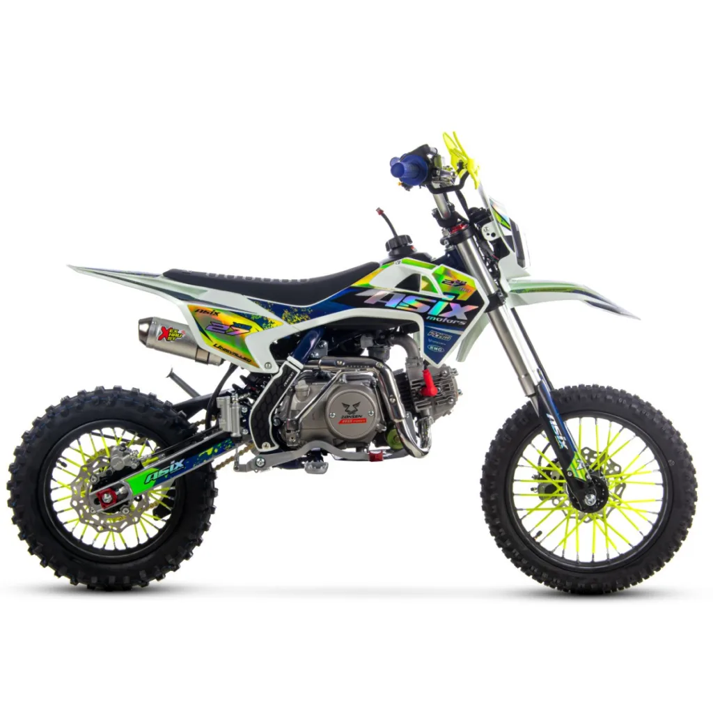 Motocicleta cross copii,Asix XB27 110cc,14/12,far,pornire electromotor,automat,negru-portocaliu -verde [2]