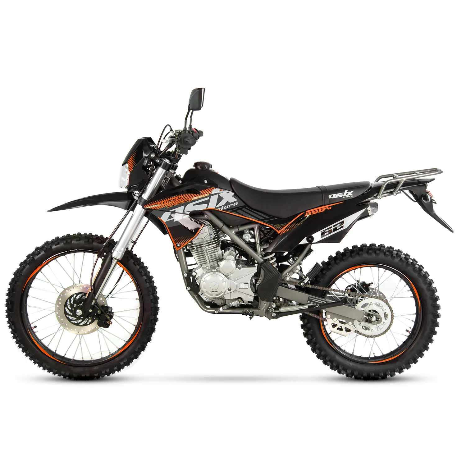 Motocicleta Cross/Enduro Asix Defender XB82, 250cc, roti 21/18", culoare negru/portocaliu, pornire electric/picior [5]
