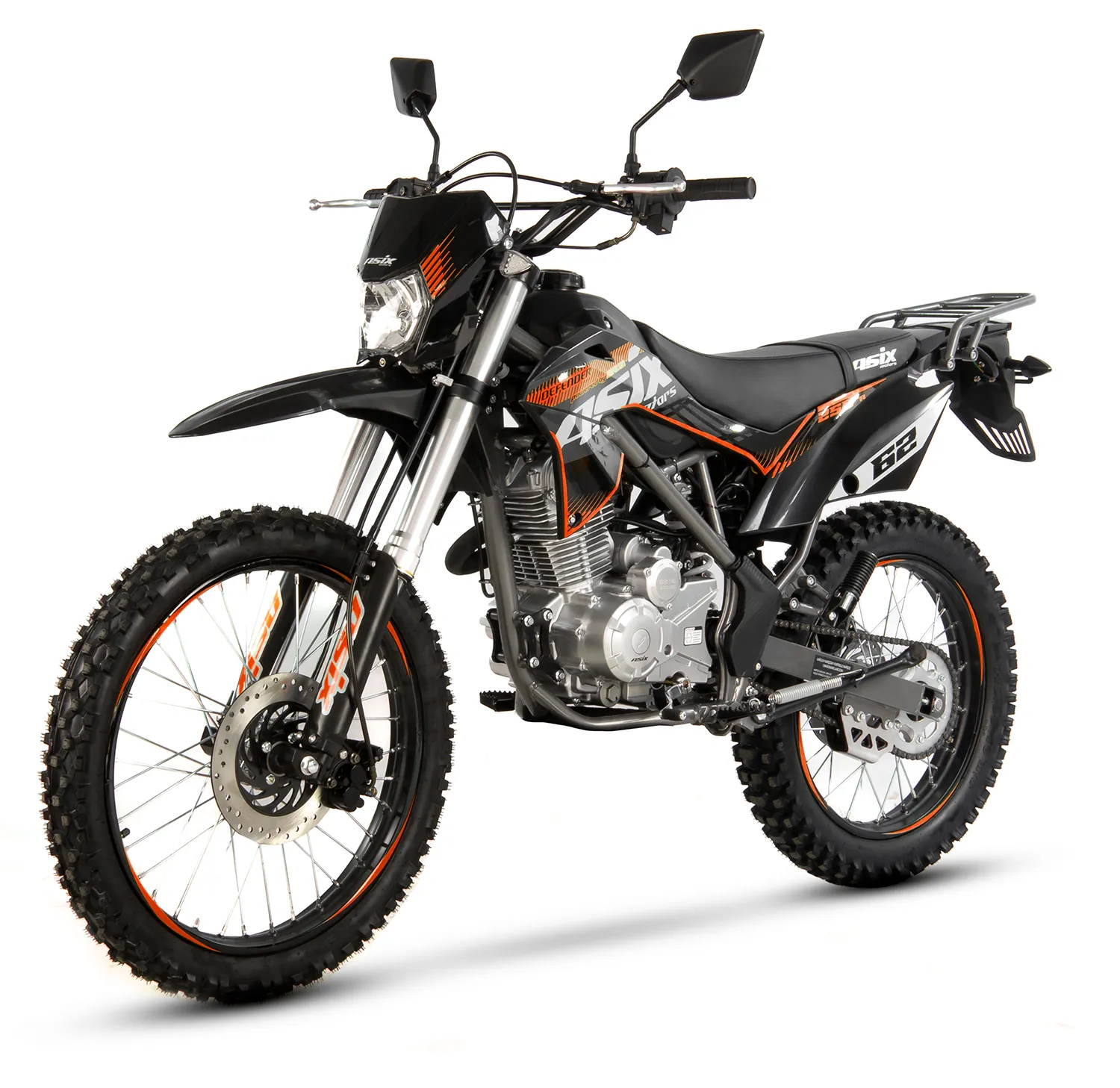 Motocicleta Cross/Enduro Asix Defender XB82, 250cc, roti 21/18", culoare negru/portocaliu, pornire electric/picior [4]