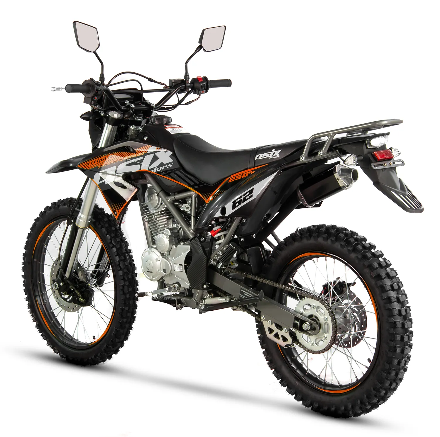 Motocicleta Cross/Enduro Asix Defender XB82, 250cc, roti 21/18", culoare negru/portocaliu, pornire electric/picior [6]