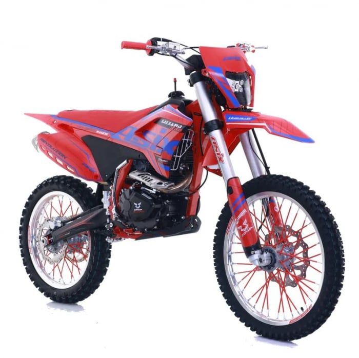 Motocicleta Cross Enduro, Asix Lizzard 4T, 300cc, roti 21 18, pornire electromotor, culoare rosu albastru