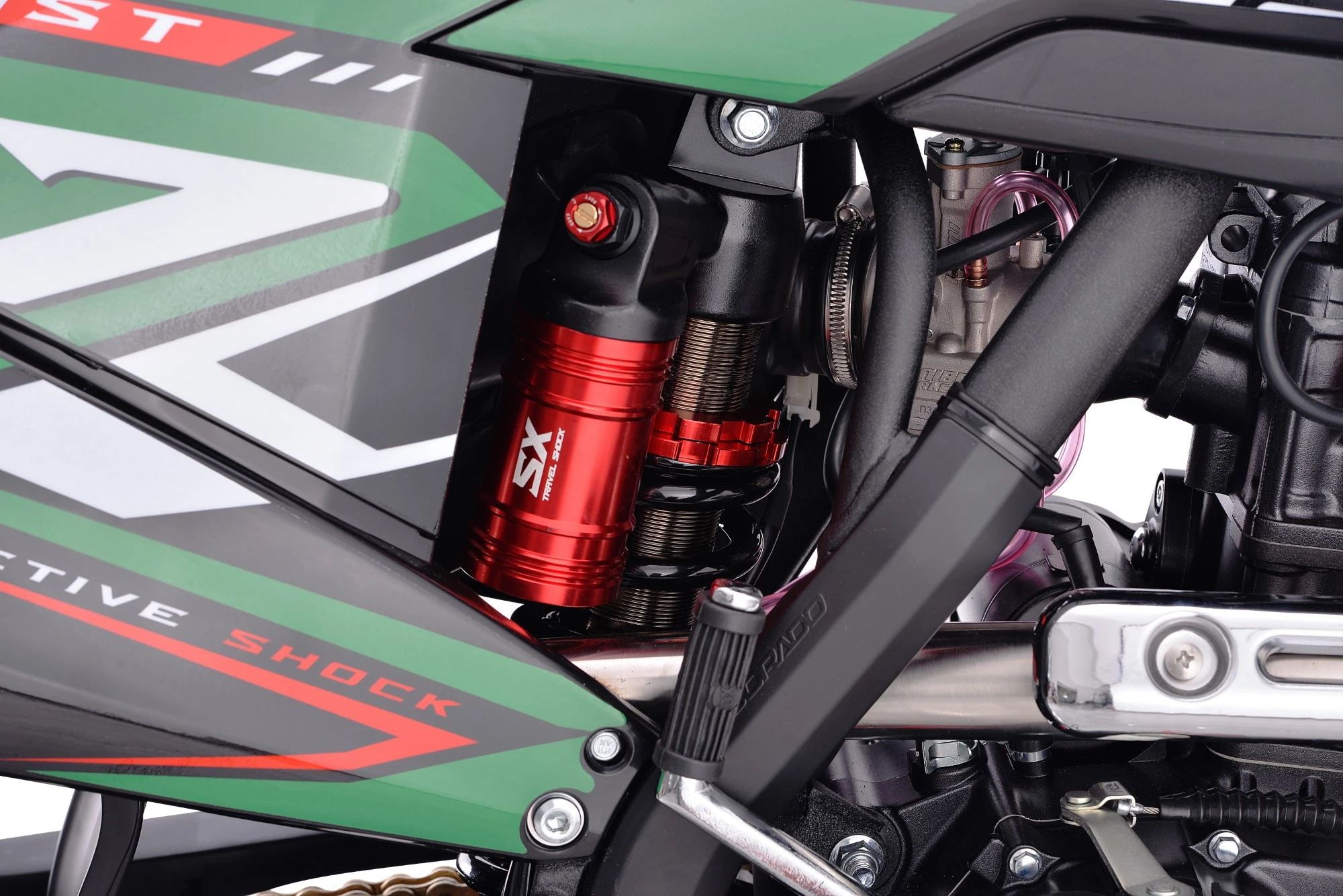 Motocicleta Cross/Enduro Asix XT97, 300cc, roti 21/18", culoare negru/rosu, pornire electric/picior [8]