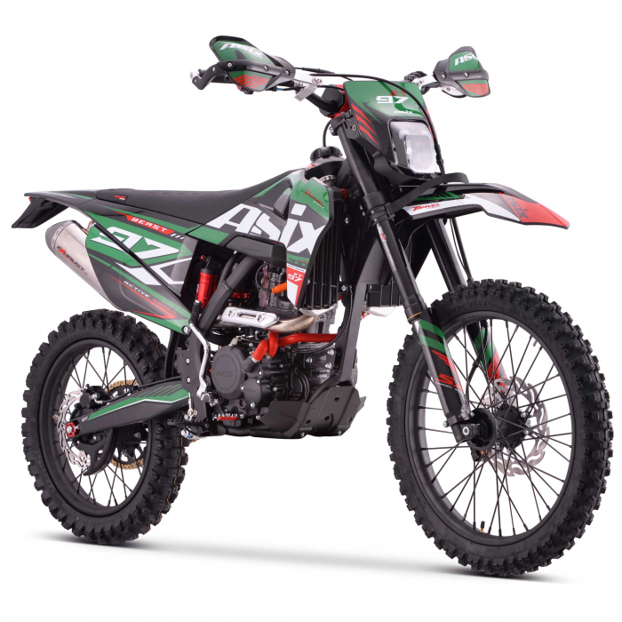 Motocicleta Cross Enduro Asix XT97, 300cc, roti 21 18 , culoare negru verde, pornire electric picior