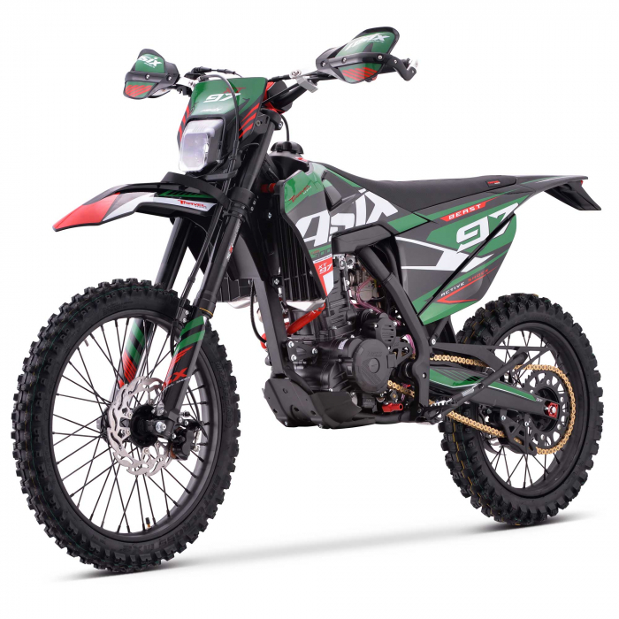 Motocicleta Cross/Enduro Asix XT97, 300cc, roti 21/18", culoare negru/verde, pornire electric/picior [4]