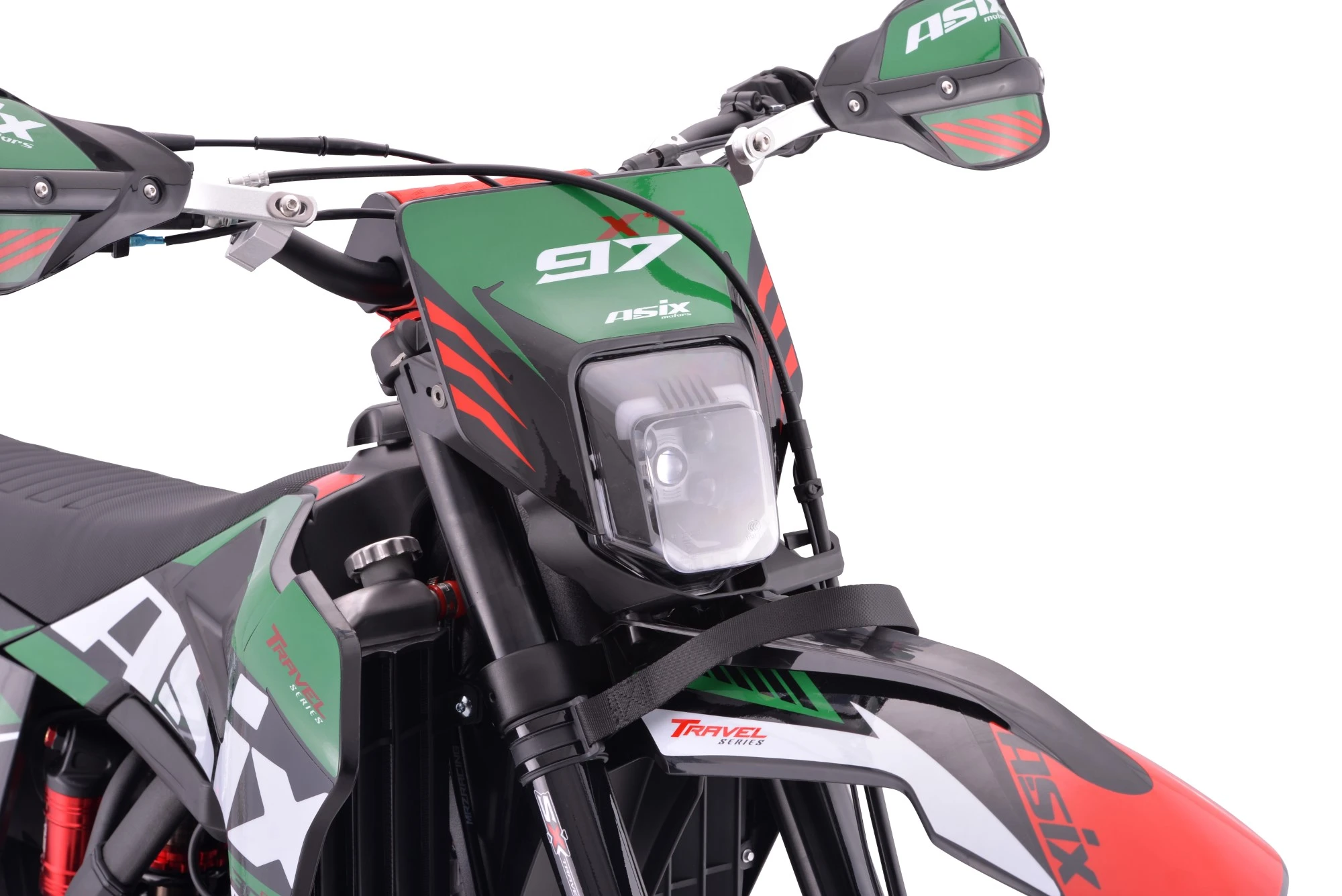 Motocicleta Cross/Enduro Asix XT97, 300cc, roti 21/18", culoare negru/verde, pornire electric/picior [10]