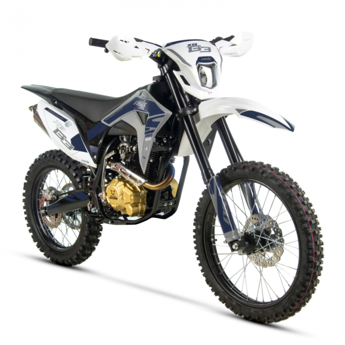 Motocicleta Cross Enduro Asix XB83, 250cc, roti 21 18, culoare gri-albastru, pornire electromotor