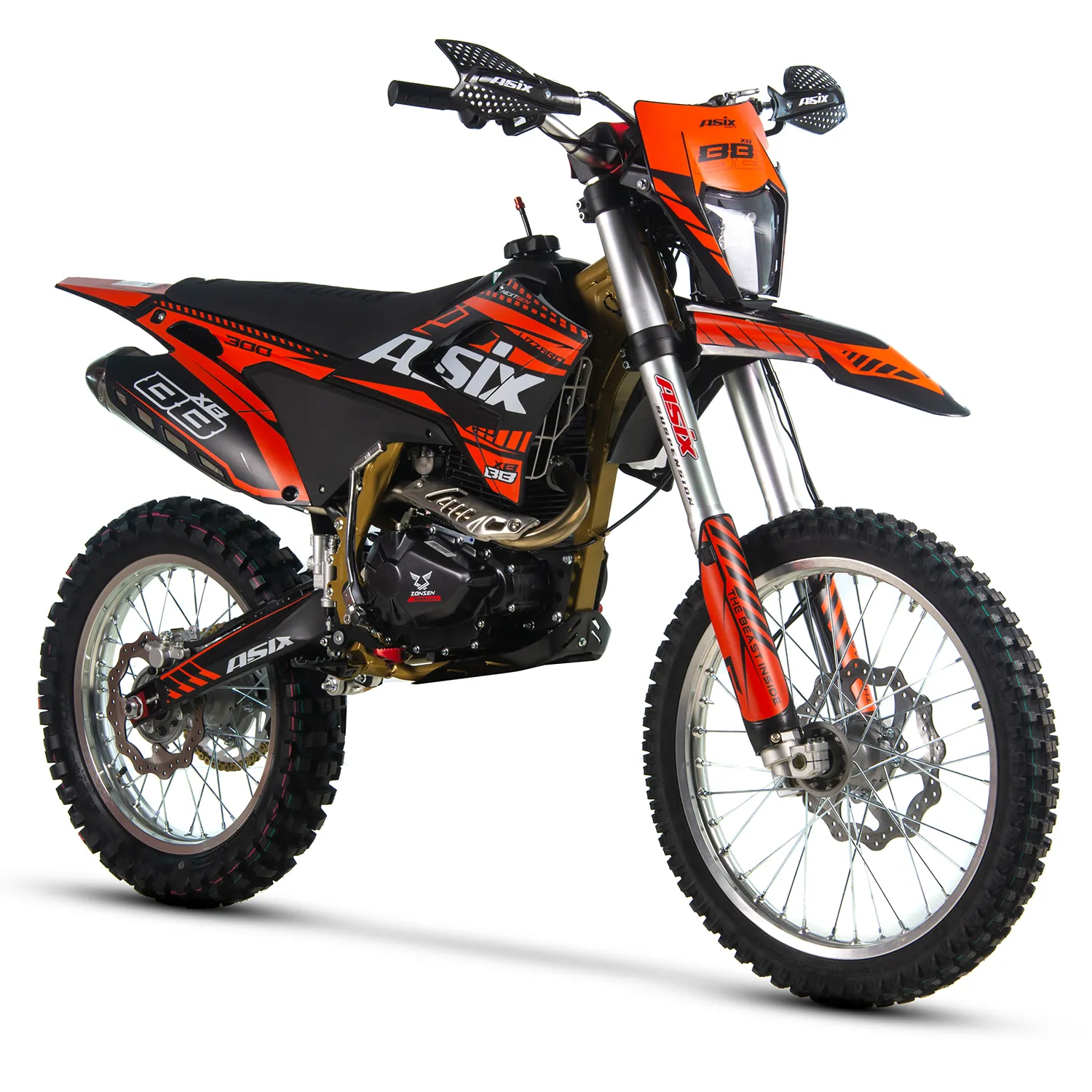 Motocicleta Cross Enduro Asix XB88, 300cc, roti 21 18  , culoare negru portocaliu, pornire electric picior