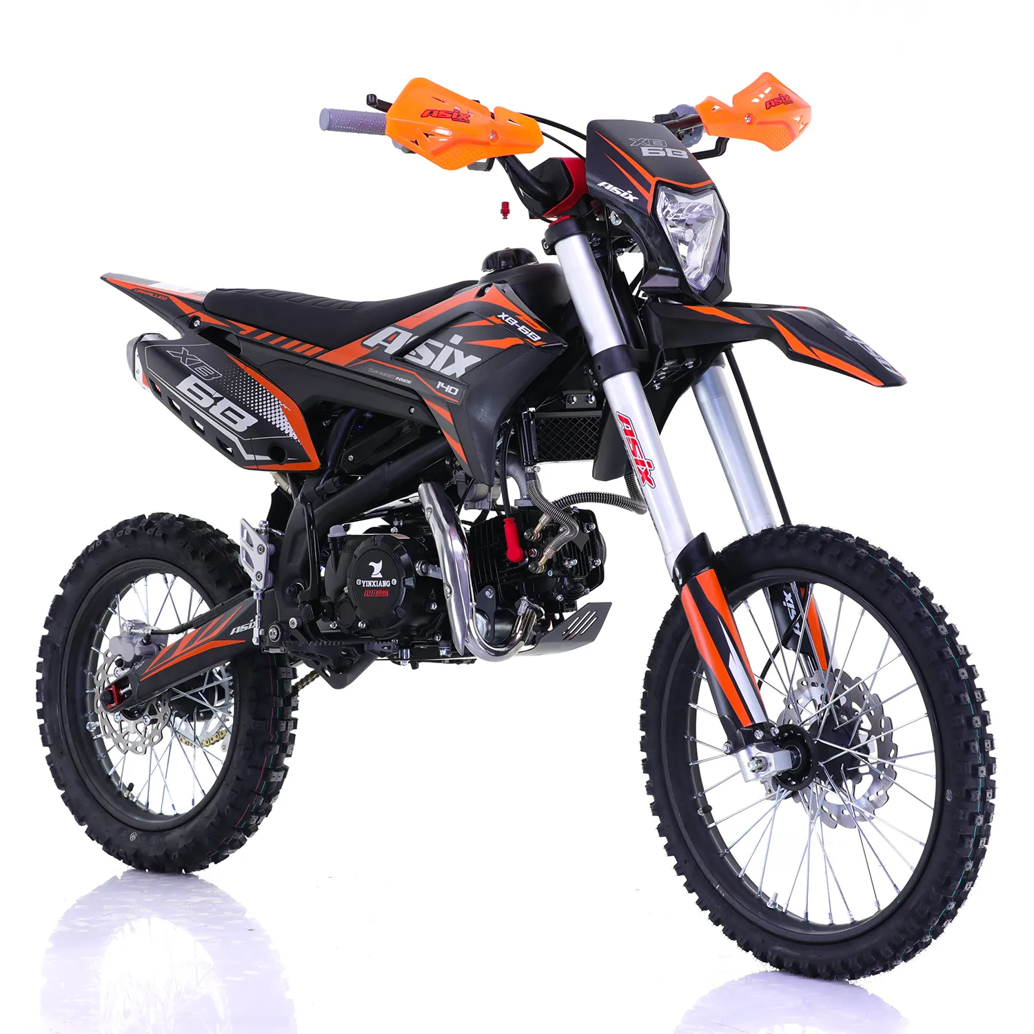 Motocicleta Enduro Cross Asix XB68, 140cc, 4T, roti 19   16  , pornire electromotor, culoare negru portocaliu