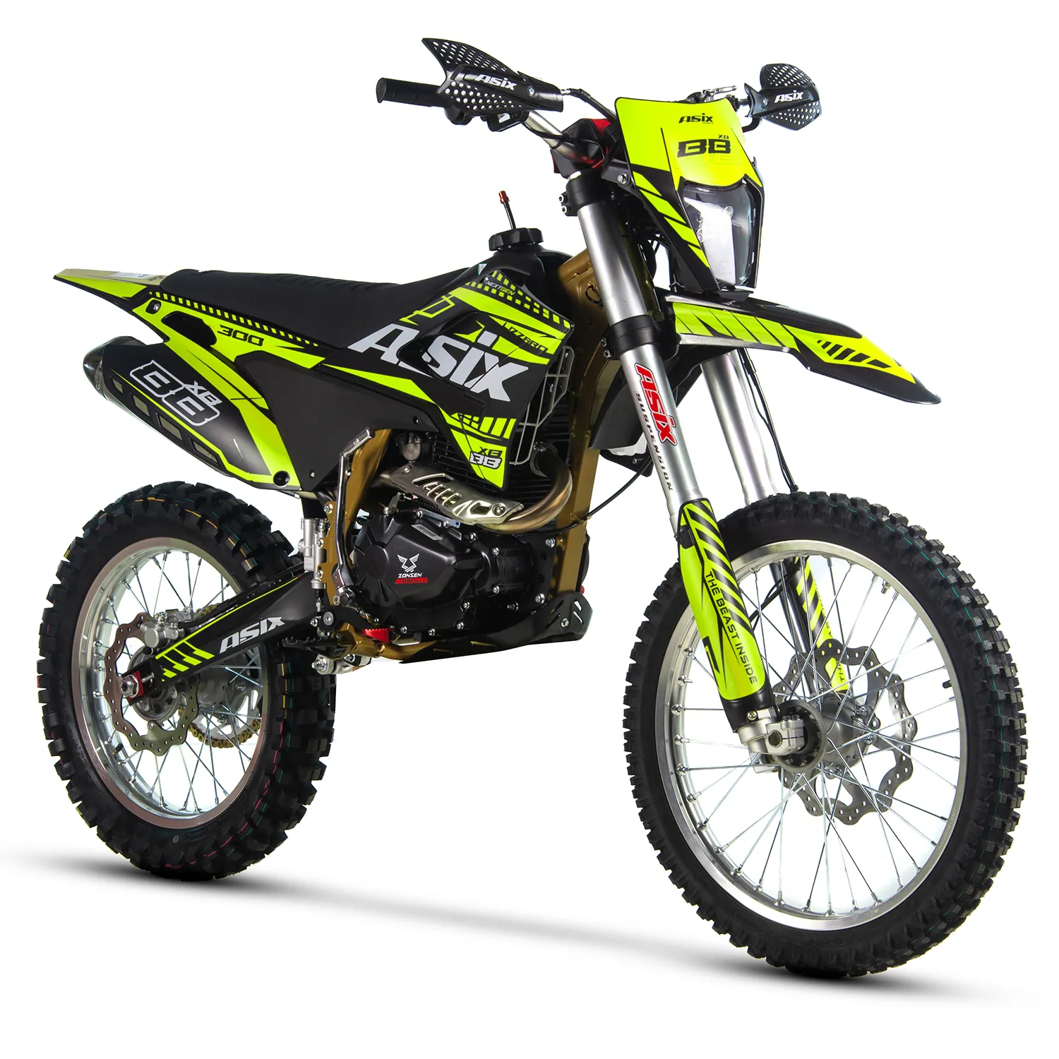 Motocicleta Cross Enduro Asix XB88, 300cc, roti 21 18  , culoare negru verde, pornire electric picior